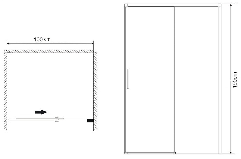 Душевая дверь Grossman Fly1 100x190, прозрачное, хром GR-D100Fl1