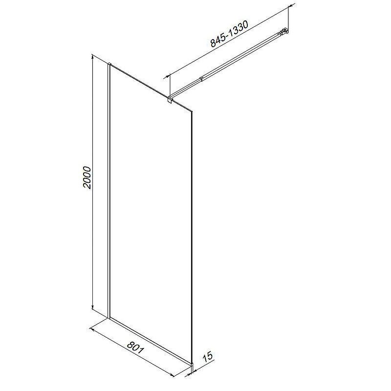 Душевая перегородка Am.Pm Func W84WI-80-F1-MTE 80x200 матовый хром, прозрачное