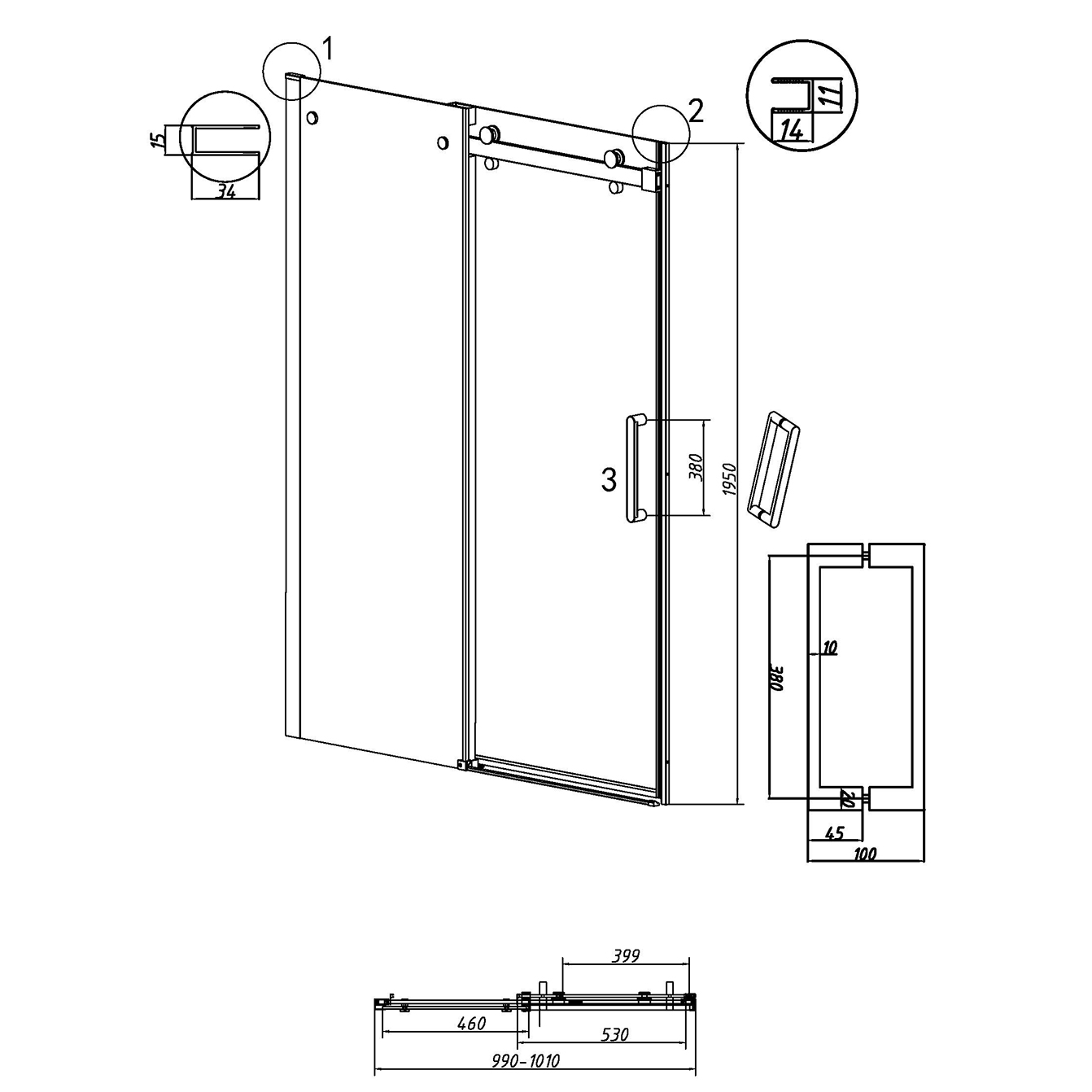 Душевая дверь Grossman Classic 100x195 тонированное, черный матовый 100.K33.04.100.21.10