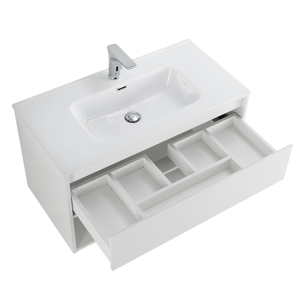 Тумба с раковиной BelBagno Kraft 100 см 1 ящик, полка Bianco Opaco