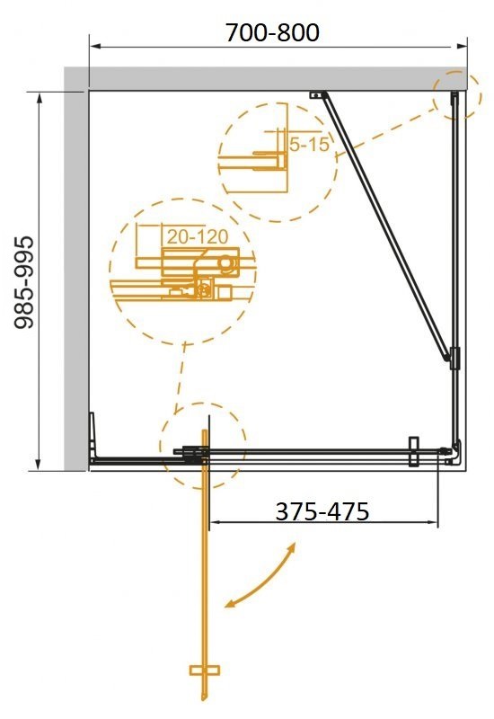 Душевой уголок Cezares Slider SLIDER-AH-1-100-70/80-GRIGIO-GM 100x70/80 серое, оружейная сталь