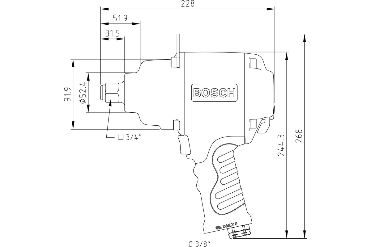 Пневматический ударный гайковерт Bosch 0607450616