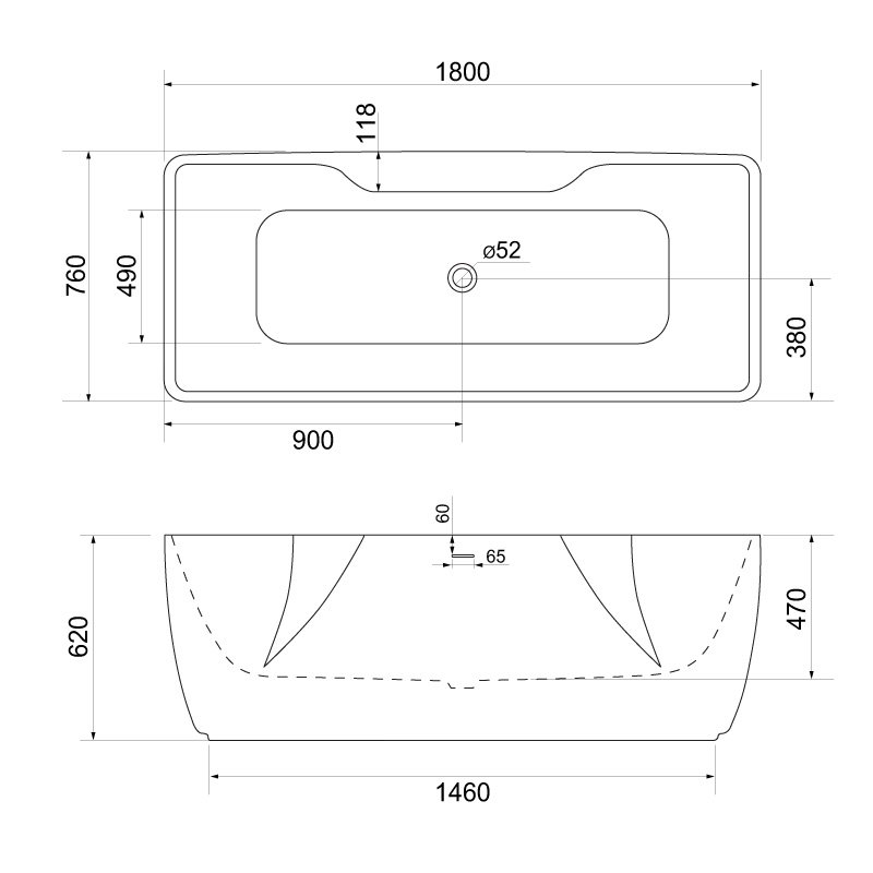 Акриловая ванна BelBagno BB110-180-76 180x76 см