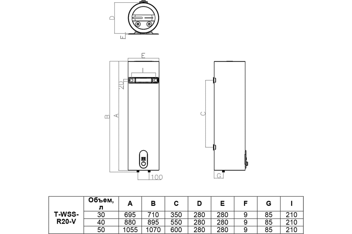 Водонагреватель Timberk R20 40л. T-WSS40-R20-V