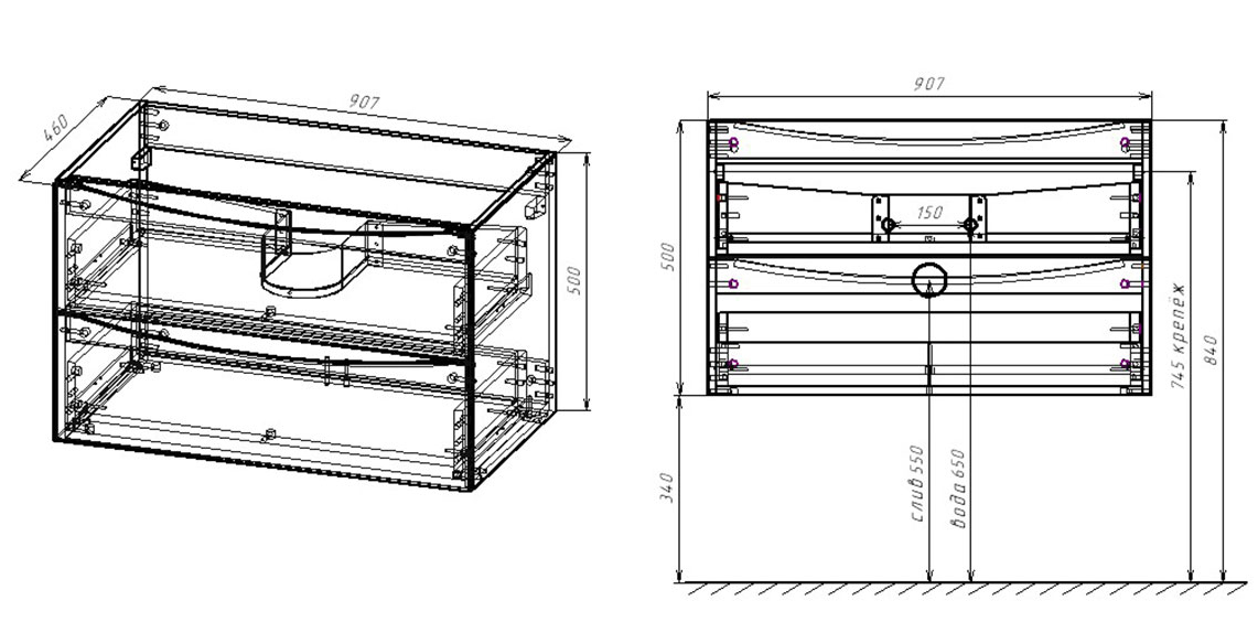 Тумба с раковиной Vincea Mia 90 см (под раковину VBS-13990) V.Oak