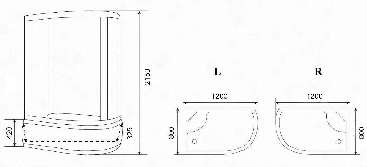 Душевая кабина Parly Tomorrow ET122R 120x80 правая