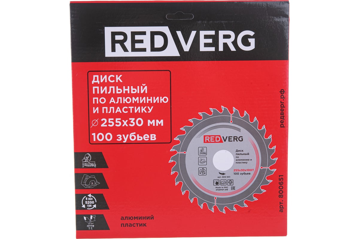 Диск пильный (255х30 мм; 100 зубьев) Redverg 6621269