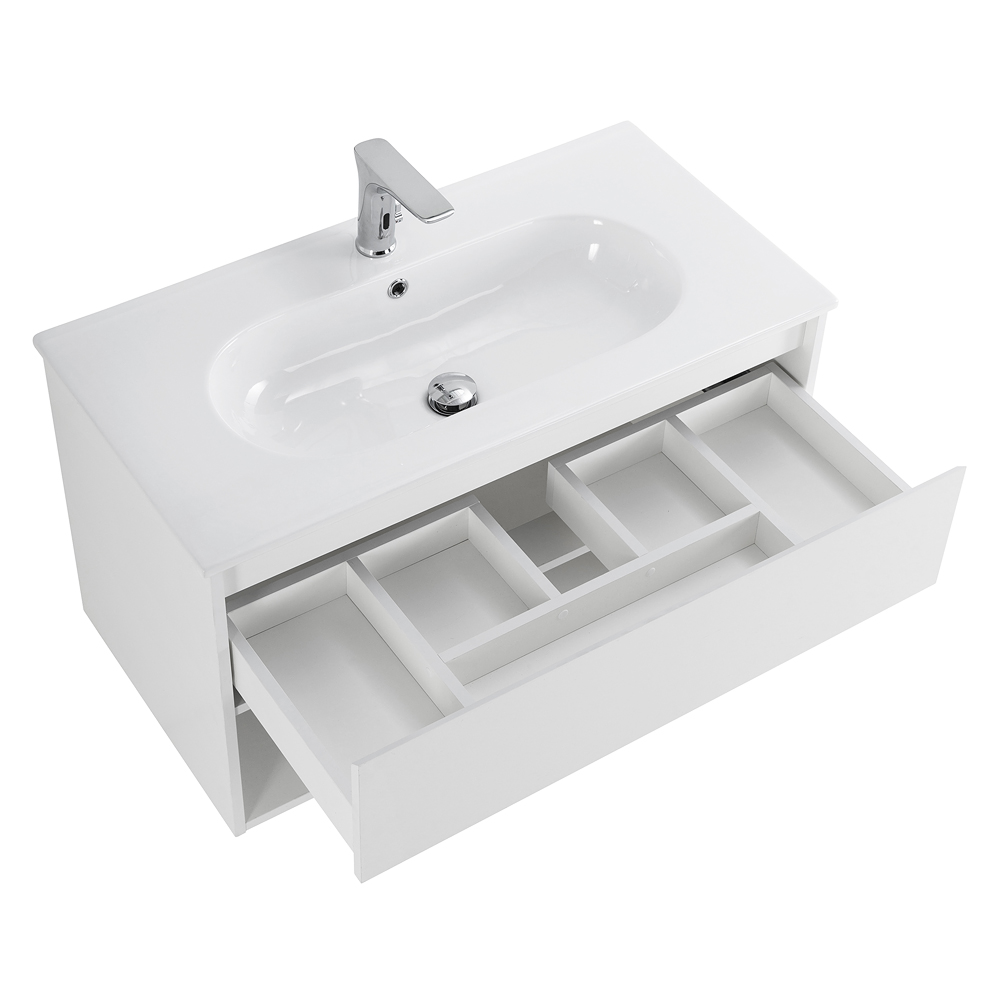 Тумба с раковиной BelBagno Kraft 100 см 1 ящик, полка Bianco Opaco