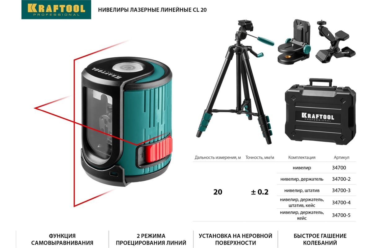 Лазерный нивелир Kraftool CL 20 #4 34700-4_z01