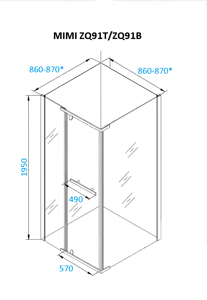 Душевой уголок Cerutti Mimi ZQ91B 90x90 прозрачный, черный