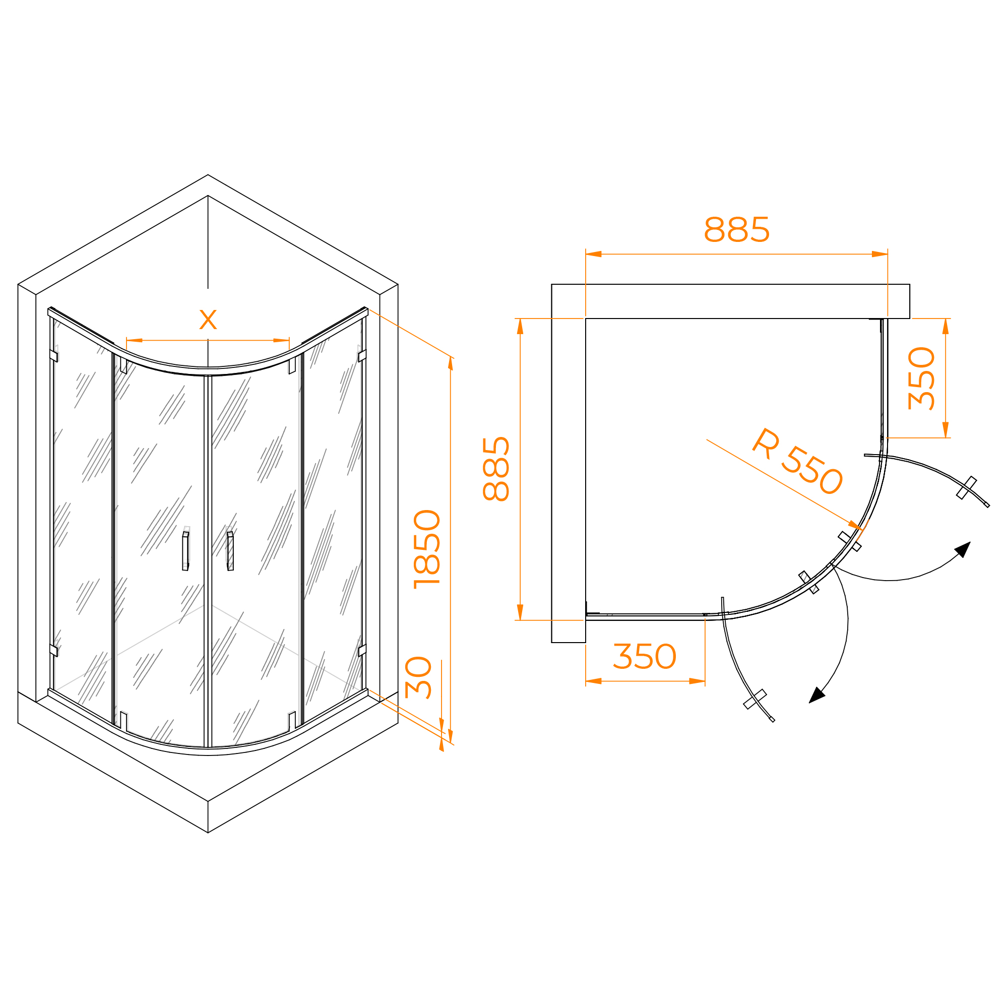 Душевой уголок RGW Classic CL-55B 90x90 прозрачное, черный 72095599-14