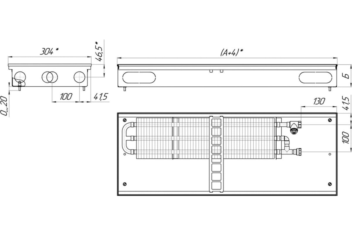 Конвектор КЗТО Бриз 300*80*2000 U (5Ал 12) NEW БР30080*2000UКНР5АЛ12Ч