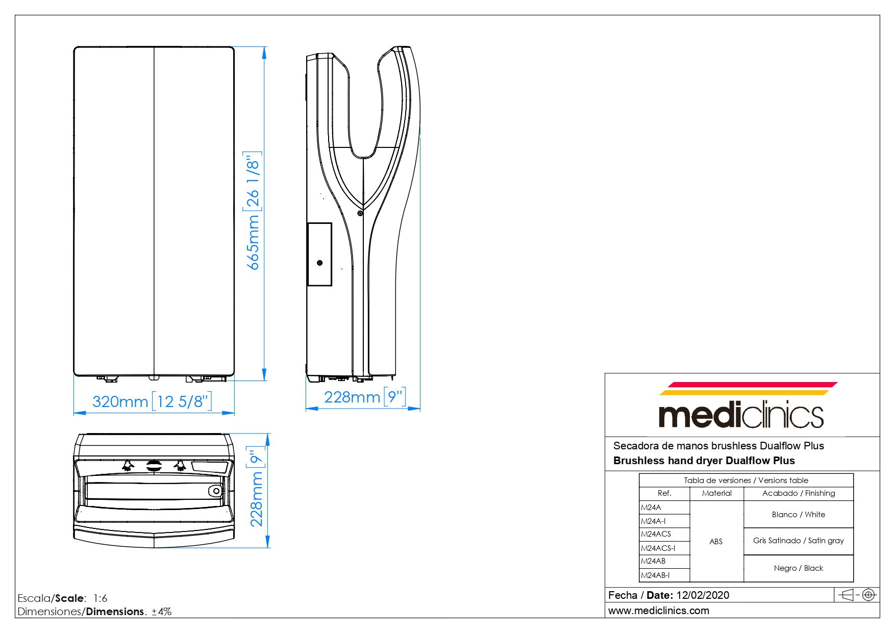 Сушилка для рук Mediclinics Dualflow Plus M24A белый