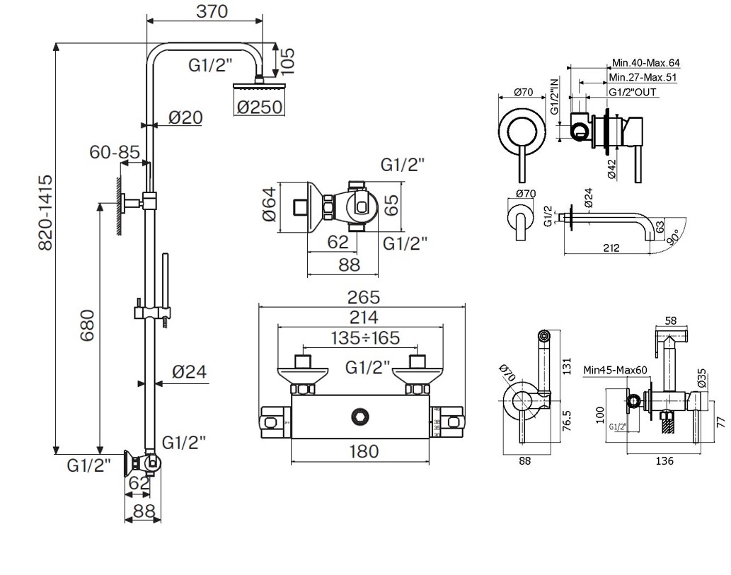 Душевой набор Plumberia IXO KITZXO6302BO210 белый матовый