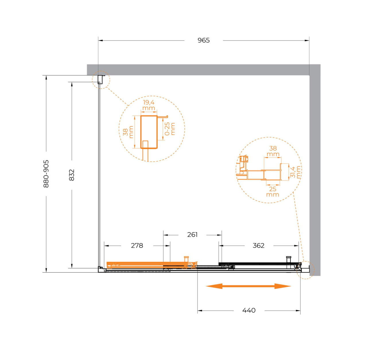 Душевой уголок Cezares MOLVENO-AHF-31-100/90-C-GM-IV 100x90 прозрачный, оружейная сталь