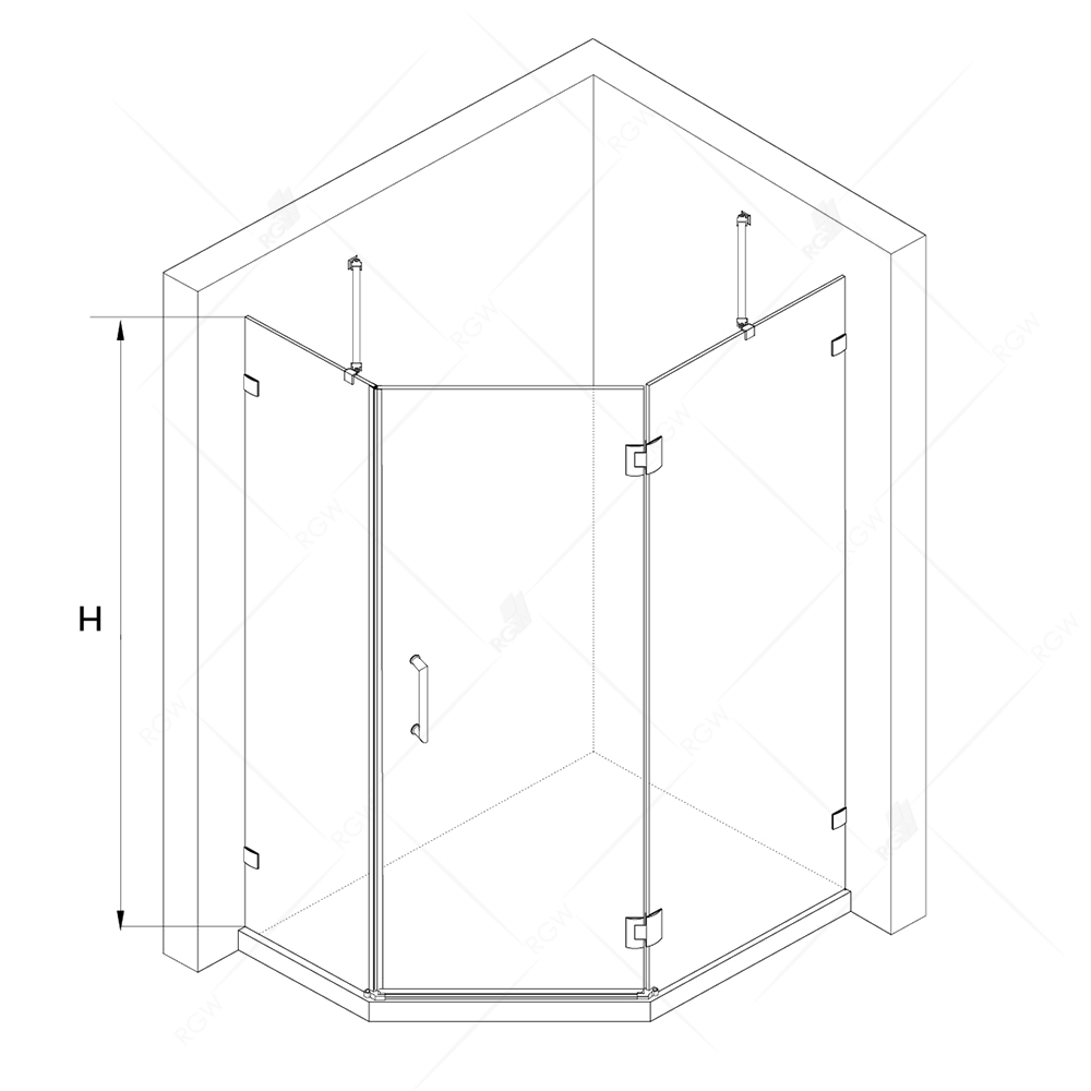 Душевой уголок RGW Hotel HO-092L 90x100, прозрачное, левый