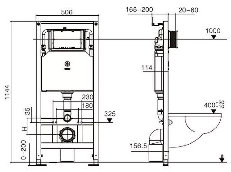 Инсталляция для унитаза WeltWasser Amberg 506 WT, кнопка белый