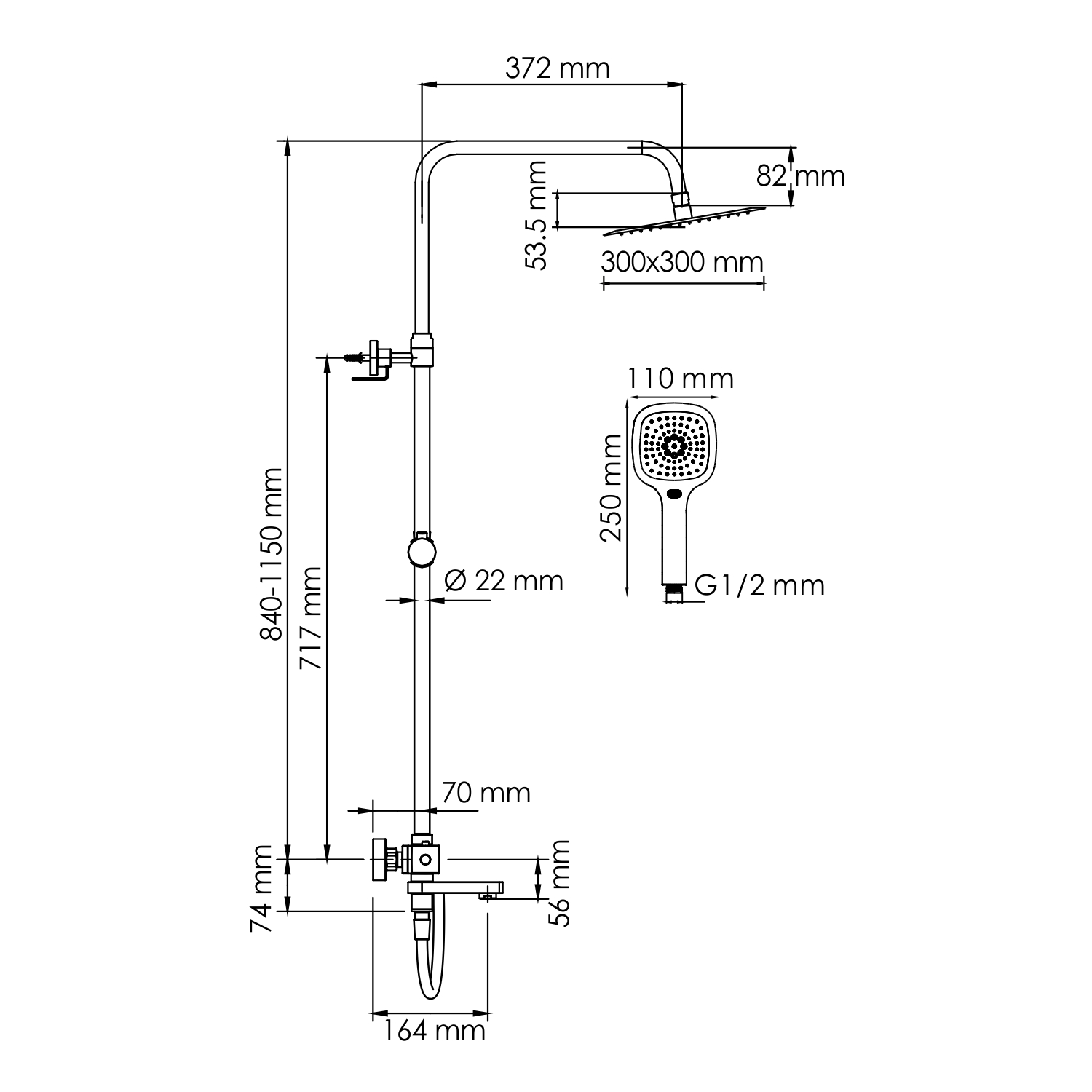 Душевая стойка WasserKRAFT A199.118.065.087.CH Thermo с термостатом, хром