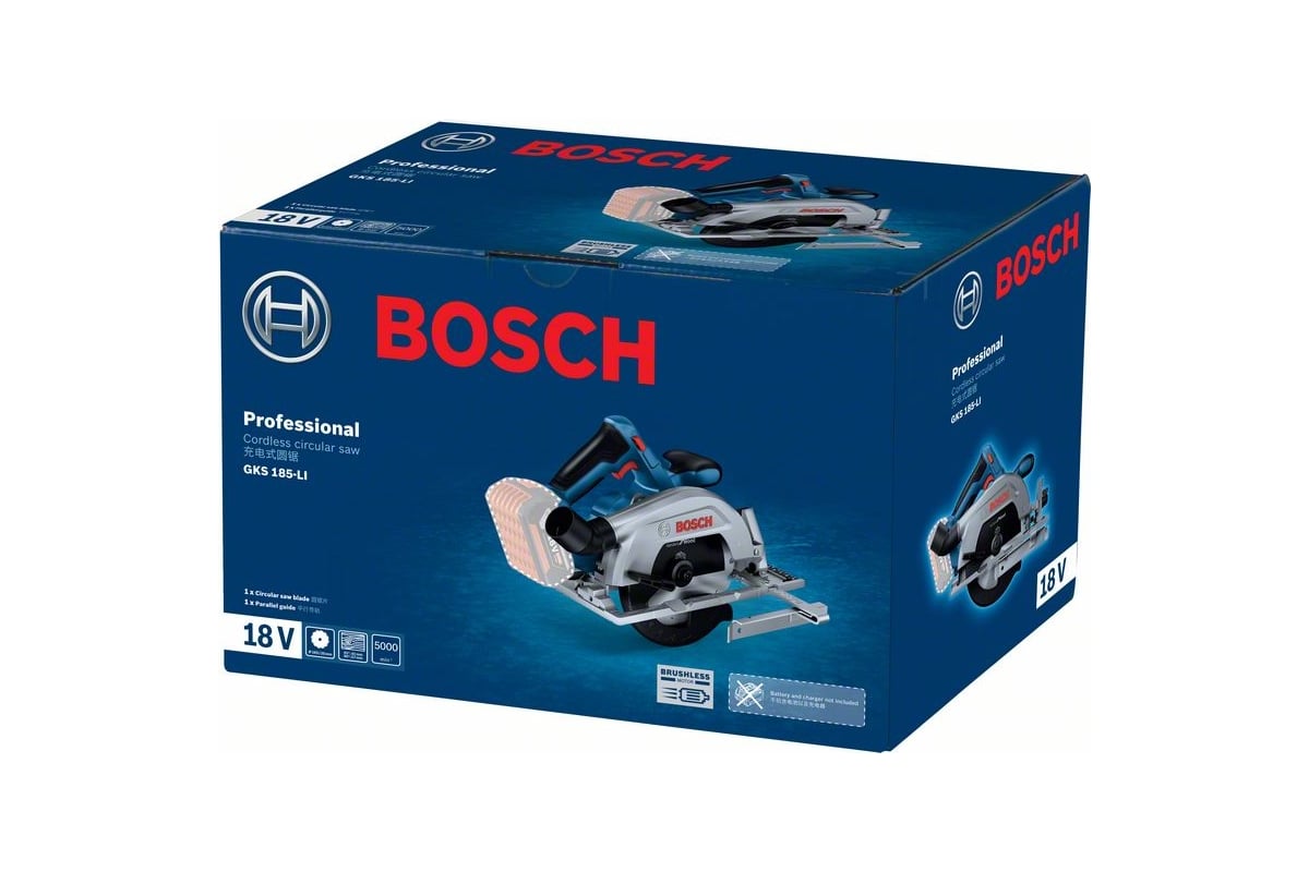 Аккумуляторная циркулярная пила Bosch GKS 185-LI (Соло) 06016C1221