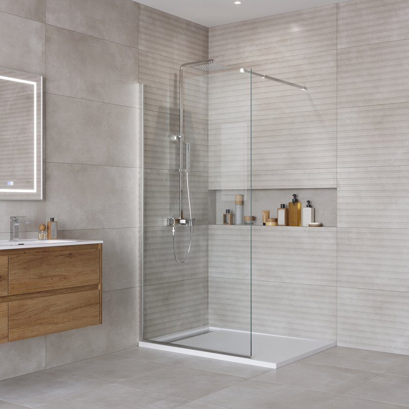 Душевая перегородка Belbagno KRAFT-L-1-110-C-Cr 110x195 прозрачная, хром