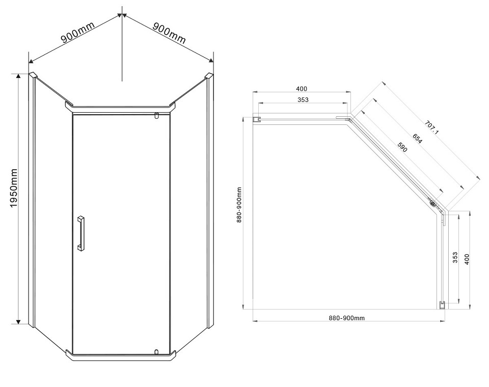 Душевой уголок Vincea Stresa VSP-1S 90x90 черный, прозрачный