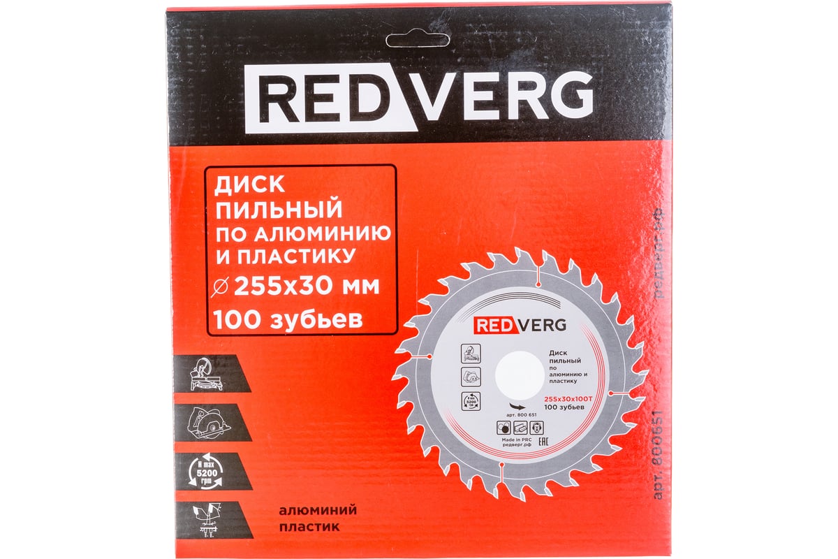 Диск пильный (255х30 мм; 100 зубьев) Redverg 6621269