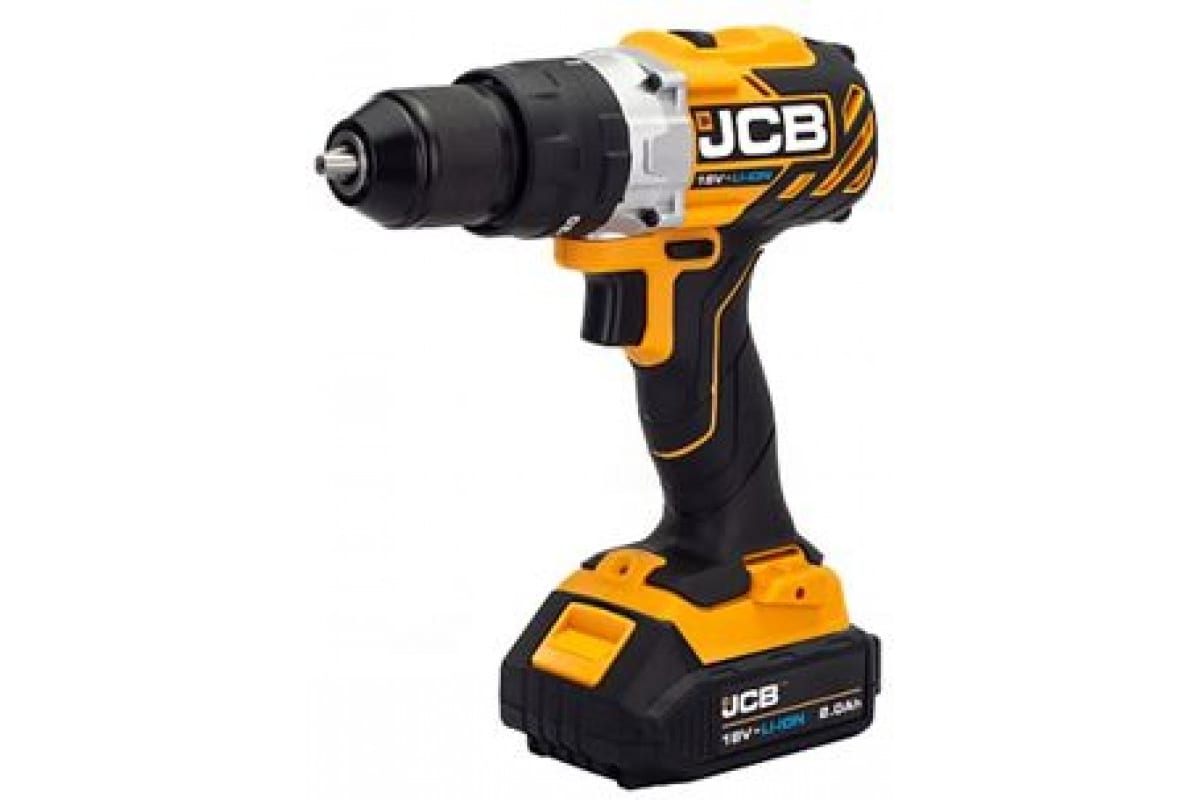 Аккумуляторная дрель-шуруповерт JCB (-BLCD-B-E) 18 V, 65 Нм, ЗУ (-18VFC-E) 2.4 A, батарея (-20LI-E) 2.0AH -18BLCD-2XB-E(57235) JCB-18BLCD-2XB-E(57235)