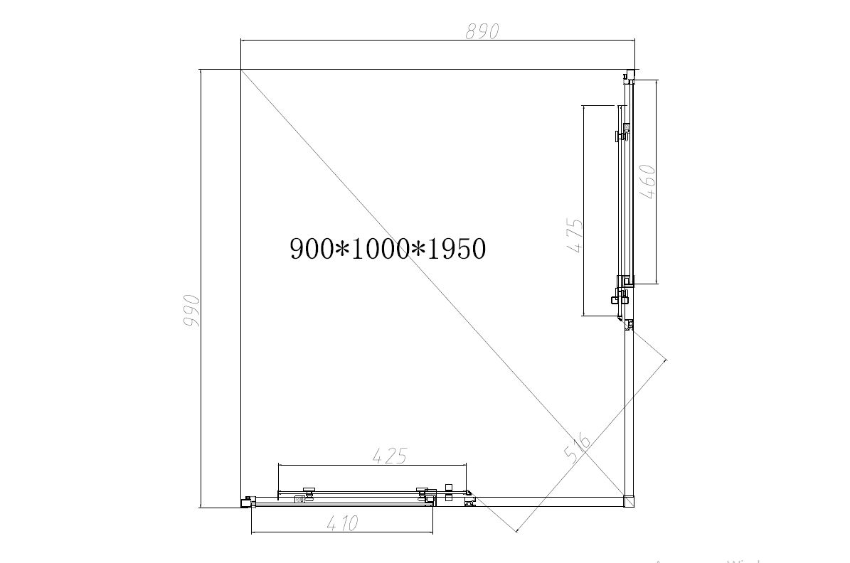 Душевой уголок Vincea Slim-N VSS-4SN9010CLGM 100x90 вороненая сталь, прозрачное