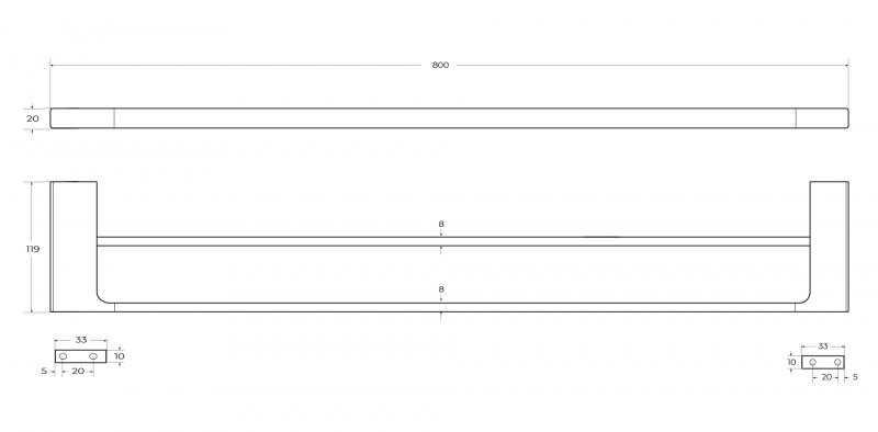 Полотенцедержатель Cezares SLIDER-THD-80-NOP 80 см двойной, черный матовый