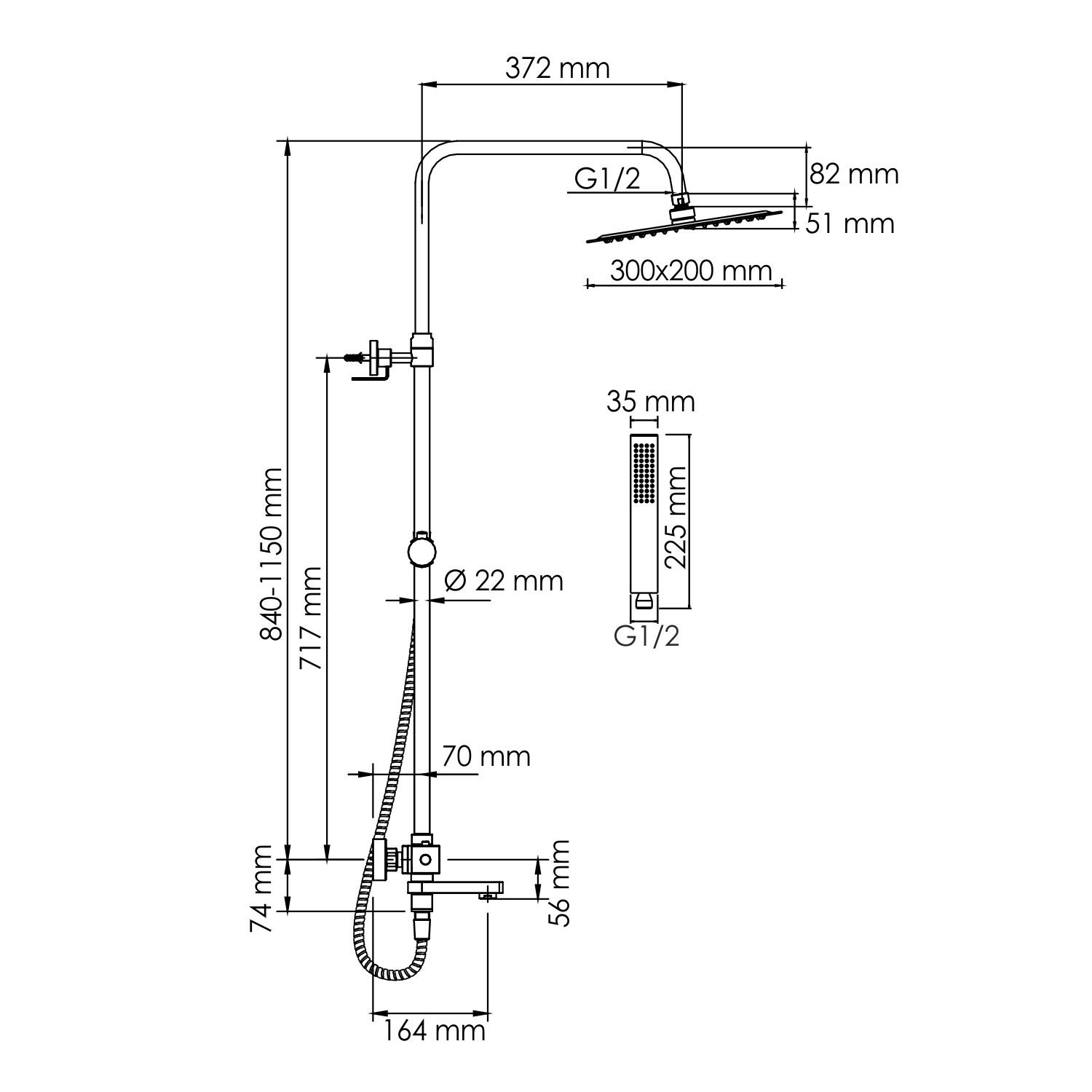 Душевая стойка WasserKRAFT A199.069.103.010.CH Thermo с термостатом, хром