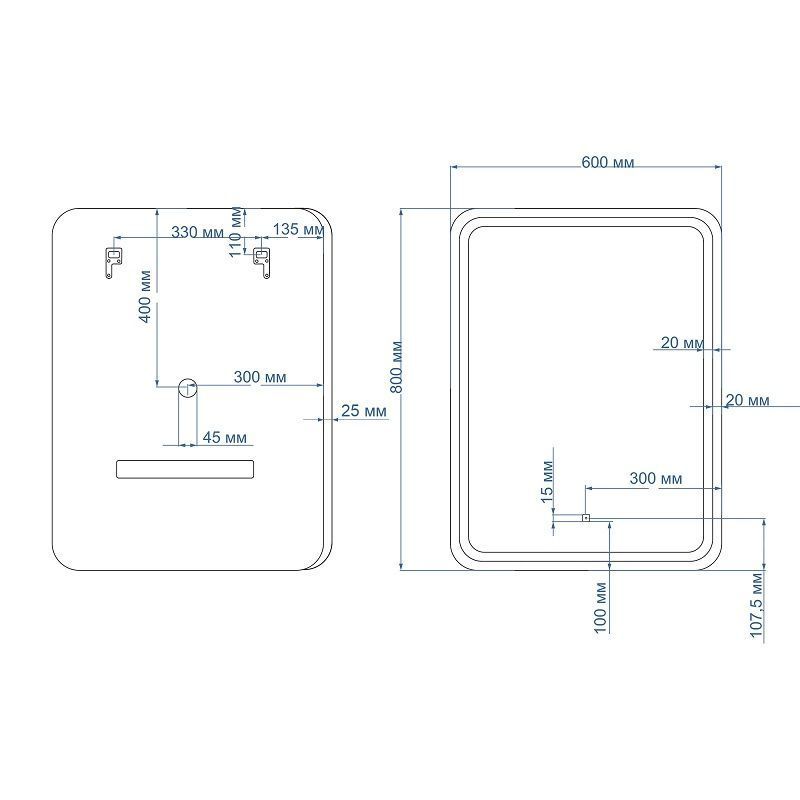 Зеркало Art&Max Genova 60x80 с подсветкой, белый матовый AM-Gen-600-800-DS-F-White