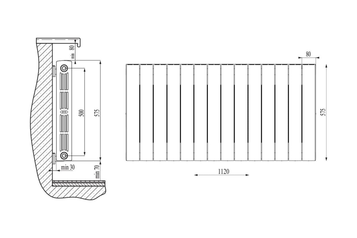 Биметаллический радиатор Rifar SUPReMO 500x14 S500-14