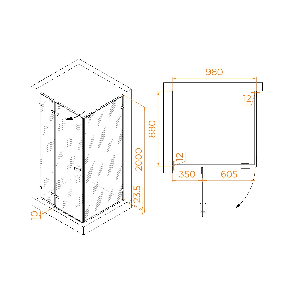 Душевой уголок RGW Stilvol SV-040Gr 100x90 серый, прозрачное 353204009-110