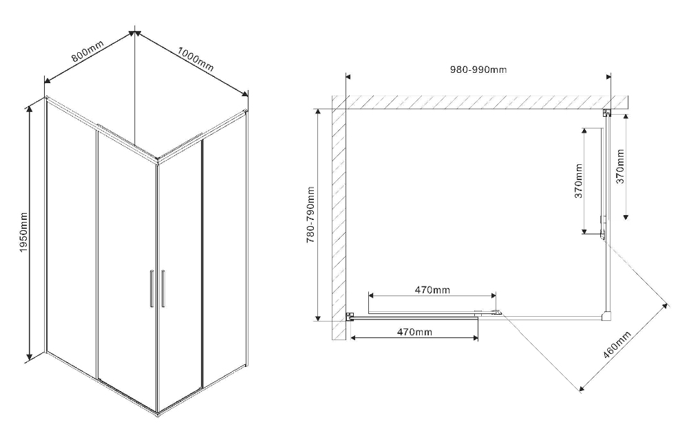 Душевой уголок Vincea Slim VSS-2SL 100x80 черный, прозрачный, L