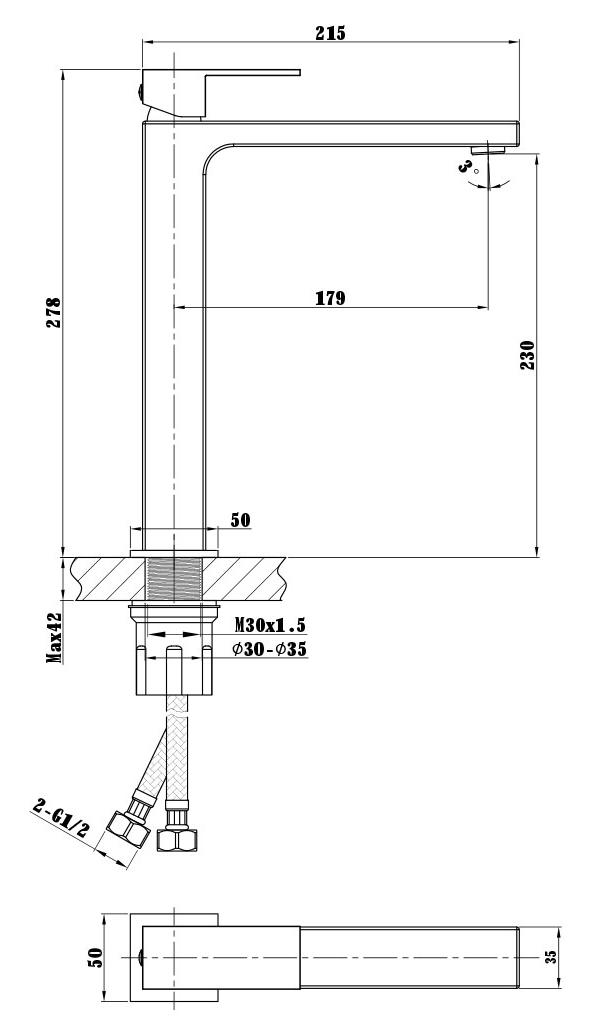 Смеситель для раковины Vincea Cube VBF-1C02