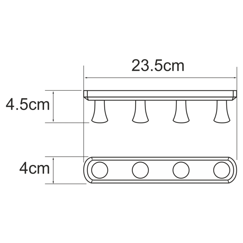 Крючок WasserKRAFT K-1074NICKEL, планка 4 крючка, никель