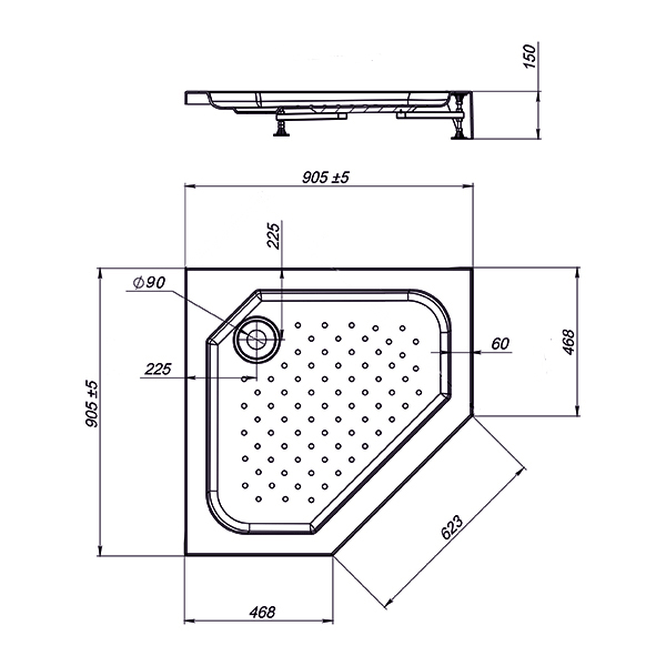 Поддон для душа Vincea VST-3AP 90x90 белый