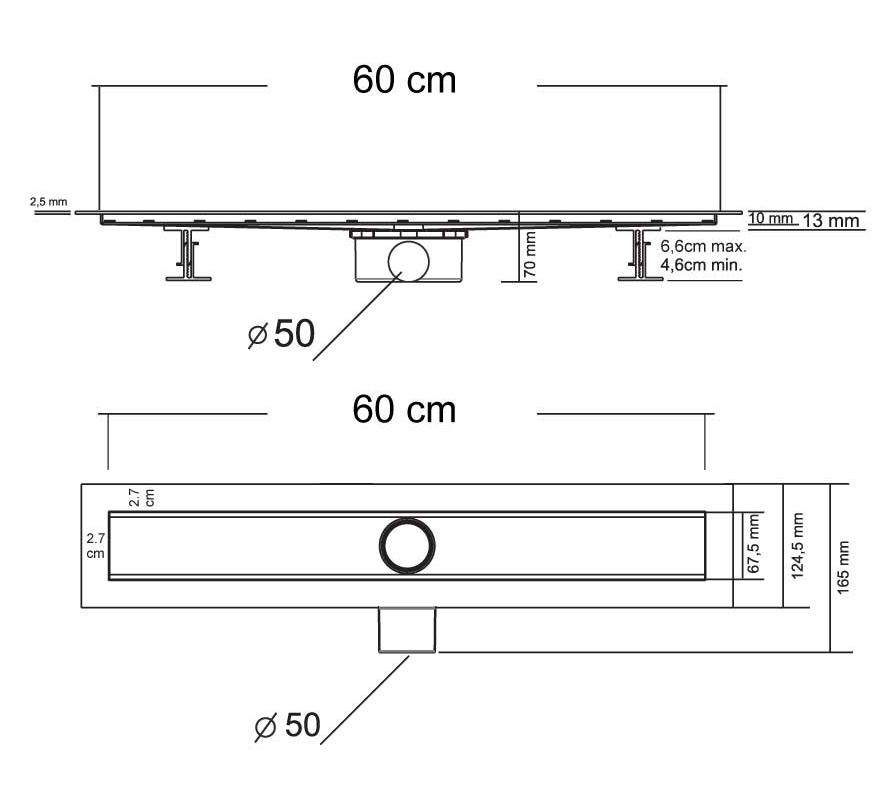 Душевой лоток Vincea Say Optima Blok SAY.601.60.P.BLOK 60 см, хром