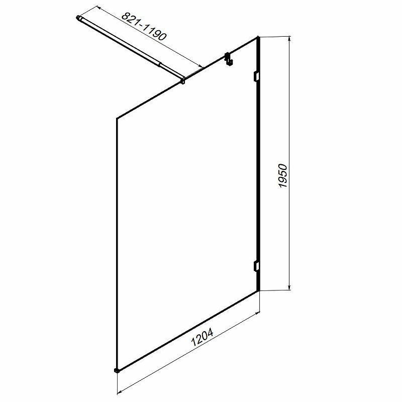 Душевая перегородка Am.Pm X-Joy W94WI-120-F1-MTE 120x195 черный матовый, прозрачное