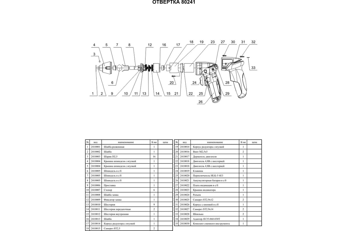 Аккумуляторная отвертка FIT 80241