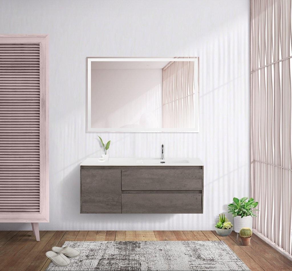 Мебель для ванной BelBagno Kraft 120 см, 2 ящика, 1 дверца, правая Cemento Grigio