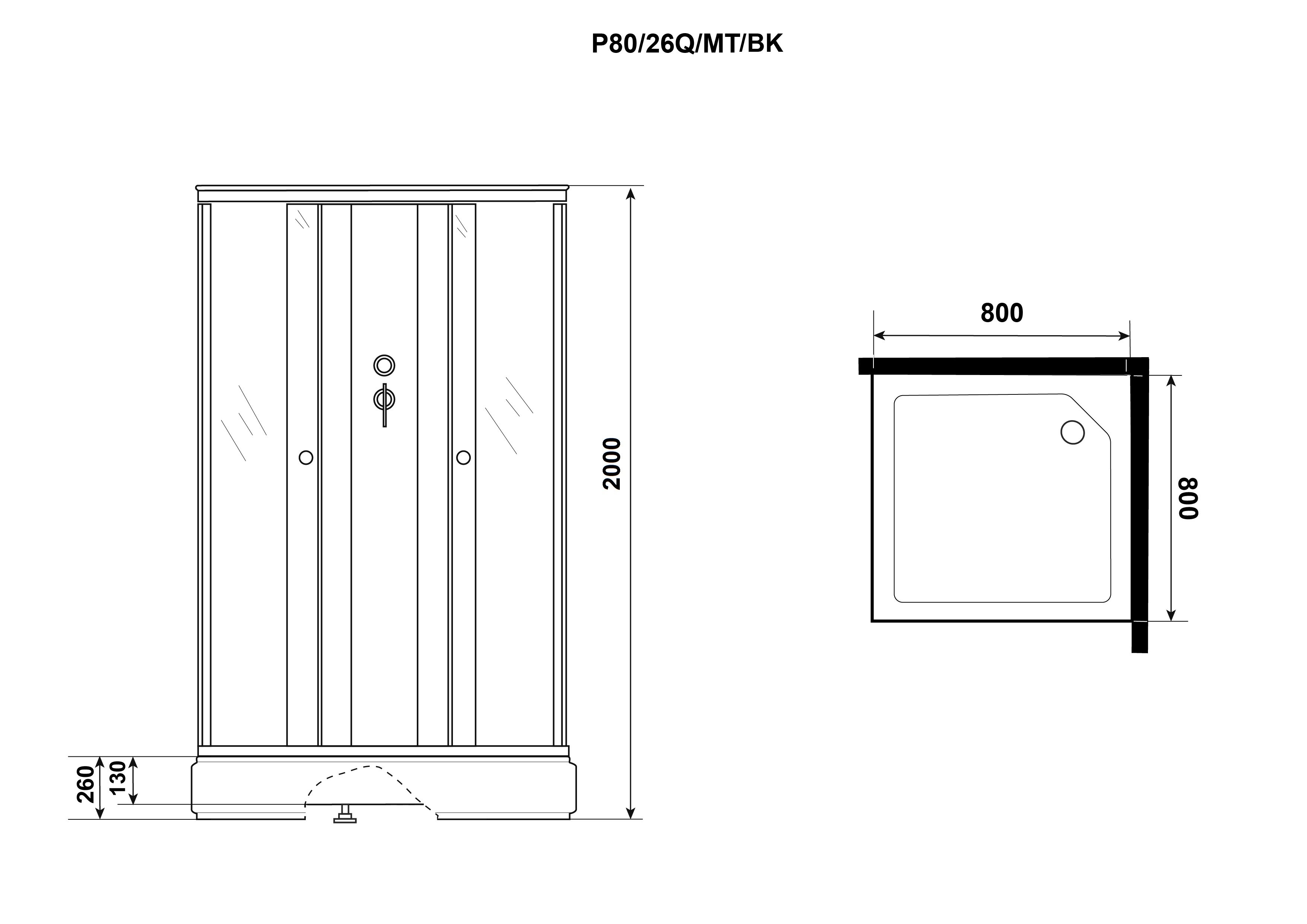 Душевая кабина Niagara Promo P80/26Q/MT/BK 80x80 стекло матовое, без крыши и г/м