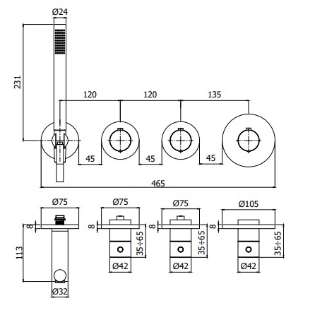 Смеситель для душа Paffoni Modular Box MDE000CR (внешняя часть), хром