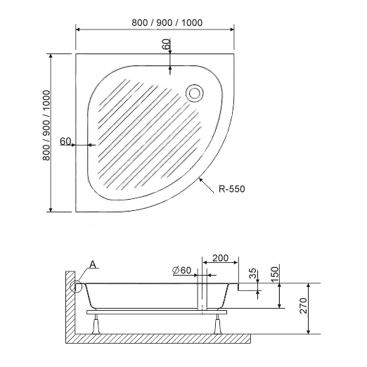 Поддон для душа RGW BP/CL-S 80x80