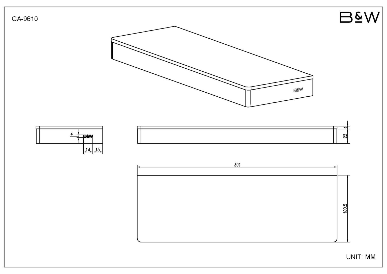 Полка Black&White Gravity GA-9610GM оружейная сталь