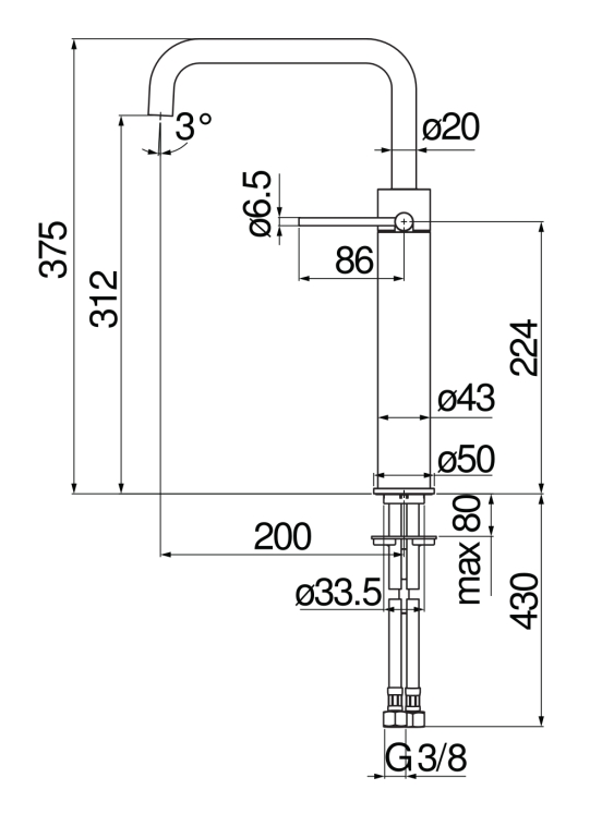 Смеситель для раковины Nobili Velis VE125158/3FLP Diamond smoke