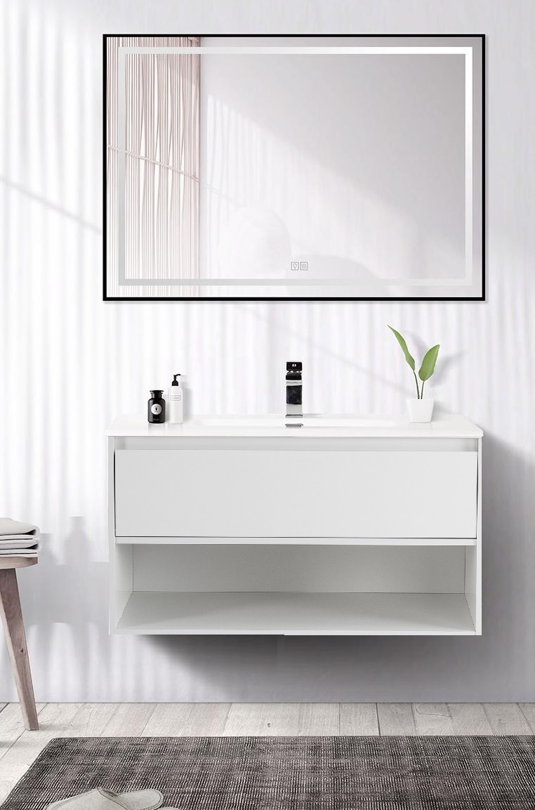 Мебель для ванной BelBagno Kraft 100 см 1 ящик, полка Bianco Opaco