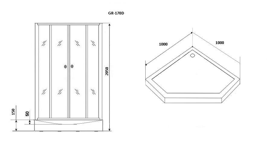 Душевая кабина Grossman GR170D 100x100, хром