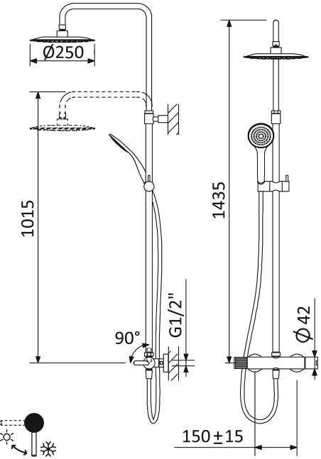 Душевая стойка Cezares LEAF-CDA-25-L-NOP черный матовый