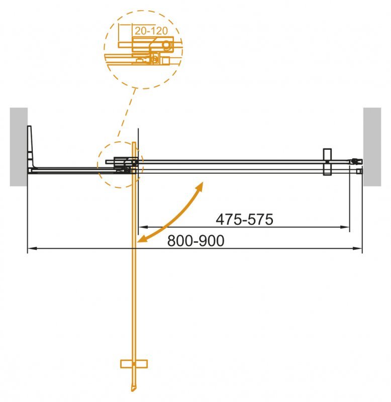 Душевая дверь Cezares SLIDER-B-1-80/90-GRIGIO-BORO 80/90x195, серая, брашированное золото